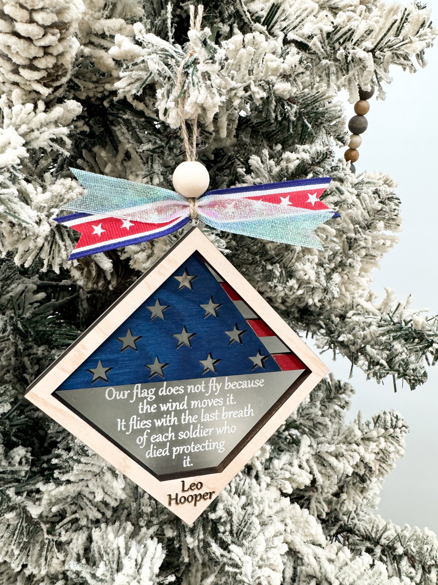 Beautiful Patriotic Acrylic Folded Flag Honor and Memorial Ornament - Charm Laser Cut Digital File | 3 Different Designs Included | Military Family