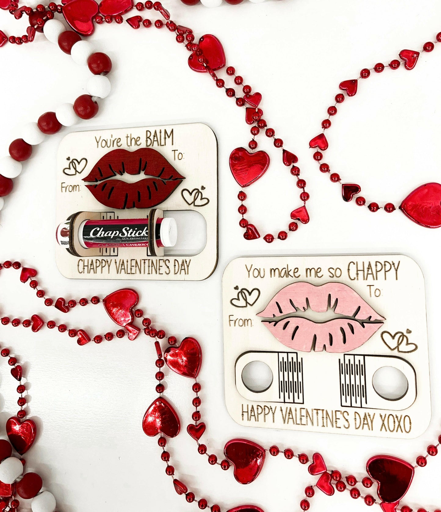 Cute Chapstick Lip Gloss Holder Valentine's Day Cards Laser Cut File | Custom Living Hinge or Tie Valentines | Kids Valentines | Glowforge