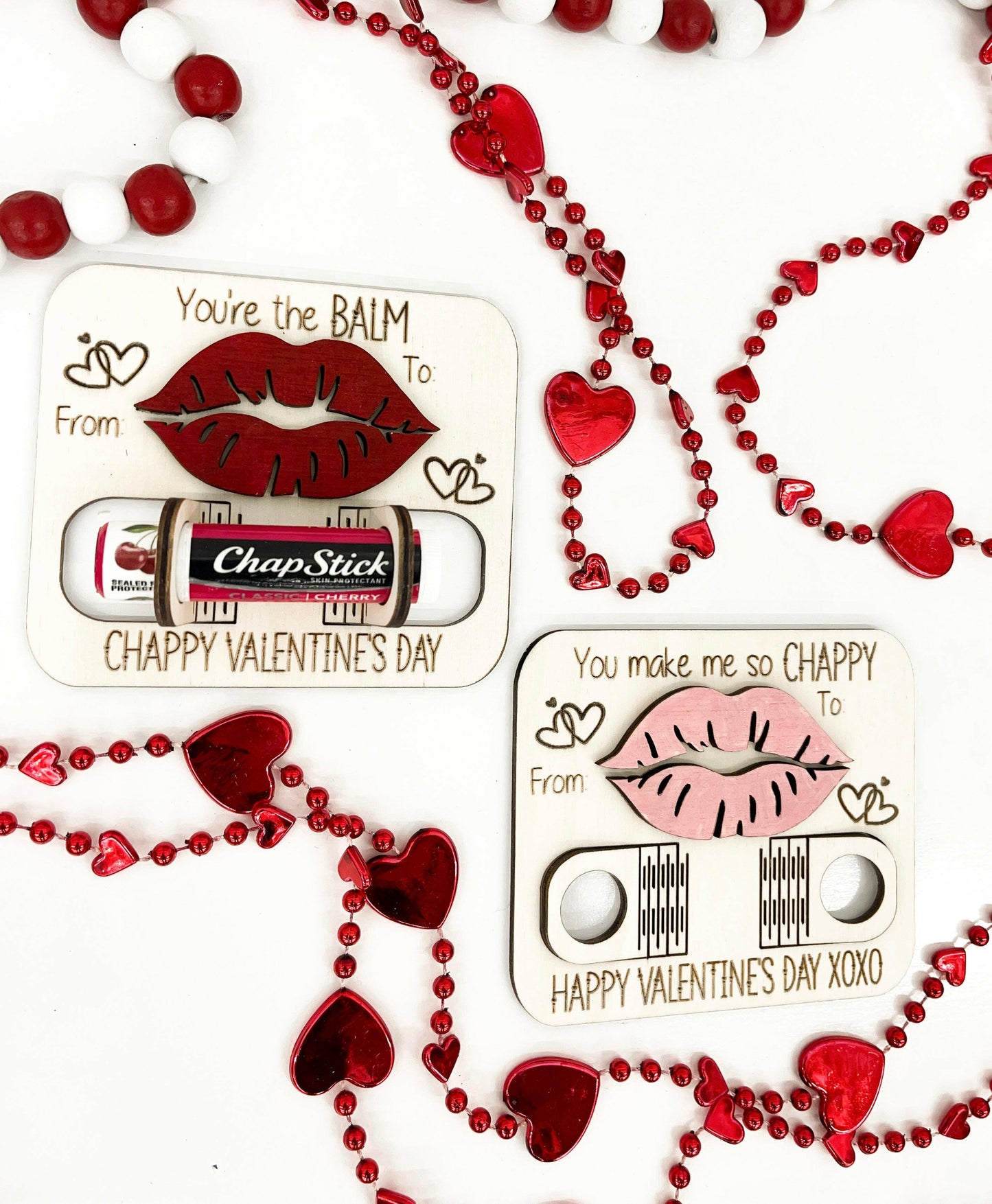 Cute Chapstick Lip Gloss Holder Valentine's Day Cards Laser Cut File | Custom Living Hinge or Tie Valentines | Kids Valentines | Glowforge