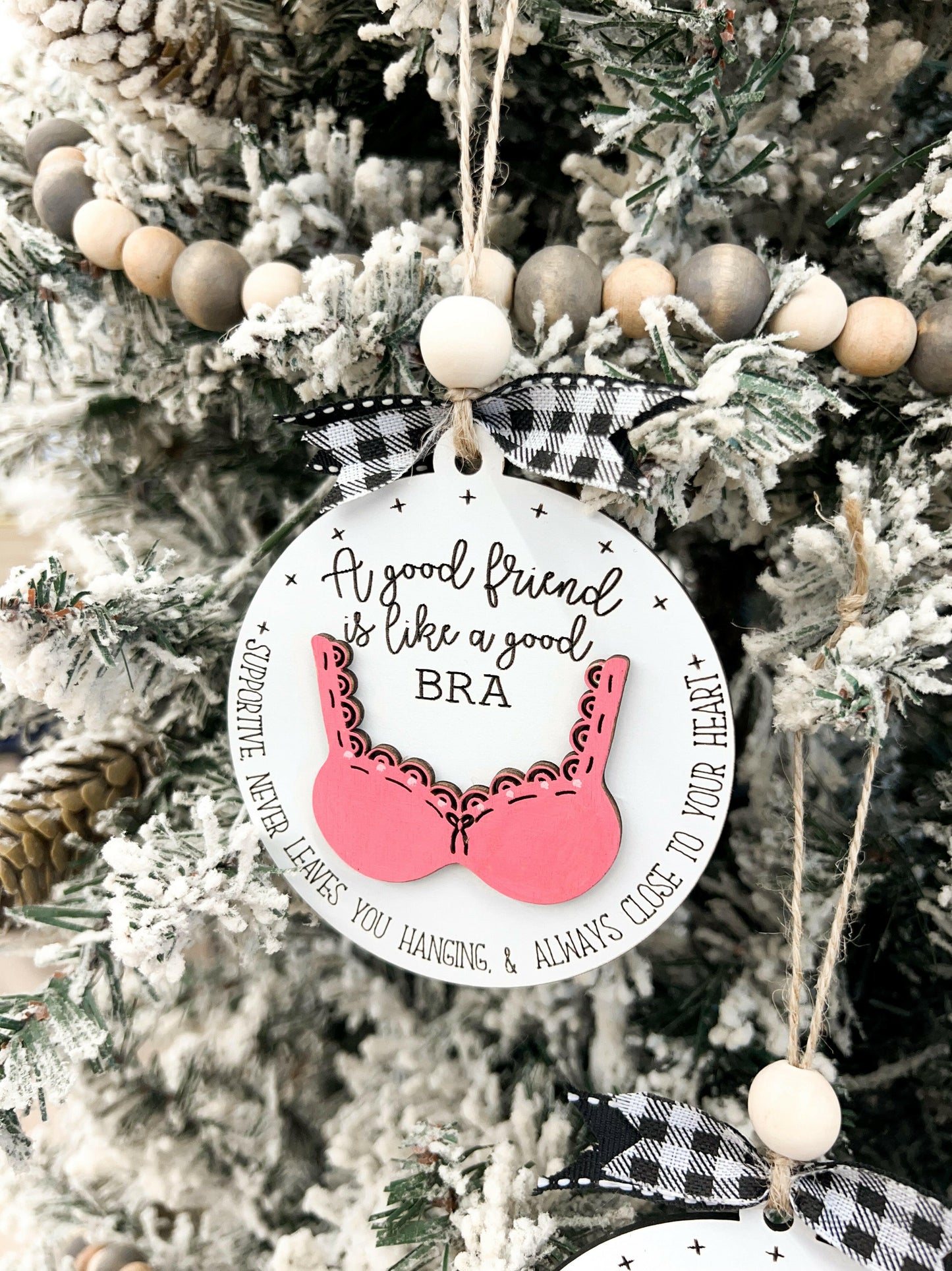 Funny Cute "A Good Friend is Like a Good Bra" Laser Cut Digital File | Friend Ornament | Friend Gift | Cute Christmas | Glowforge