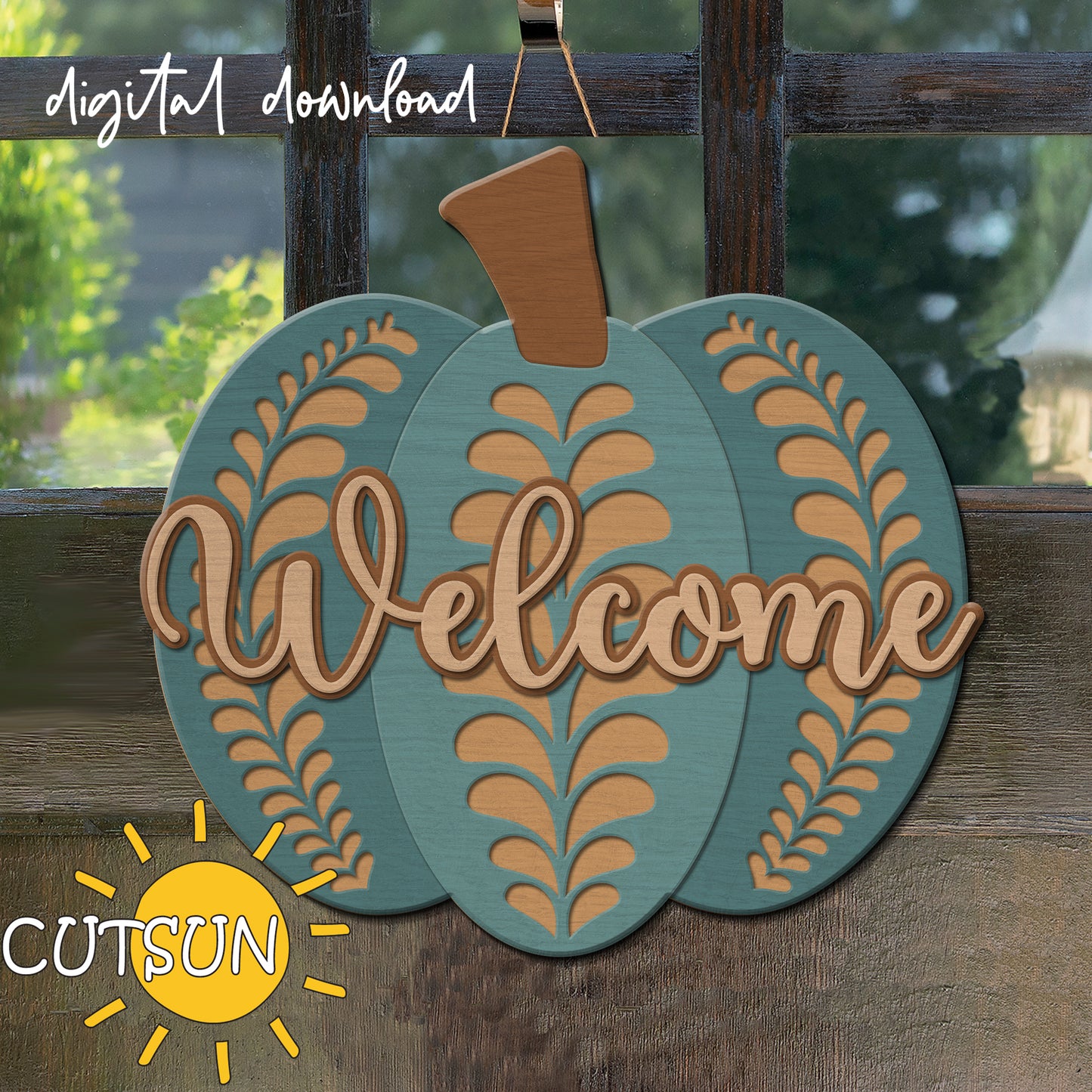 Fall Door hanger svg Pumpkin door hanger SVG Pumpkin svg Welcome sign svg Laser cut files Glowforge files