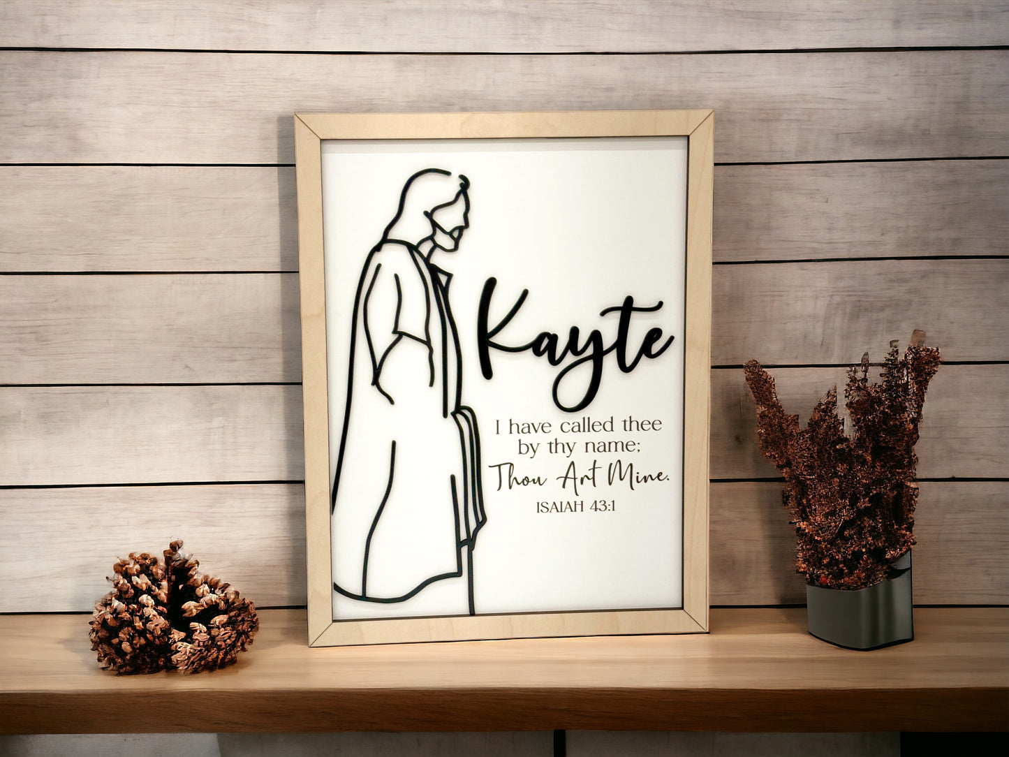 Beautiful Custom Name Sign "I Have Called You By Name, You Are Mine" w/ Jesus Christ Laser Cut Digital File | Name Round and Rectangle Versions Included | Isaiah 43:1