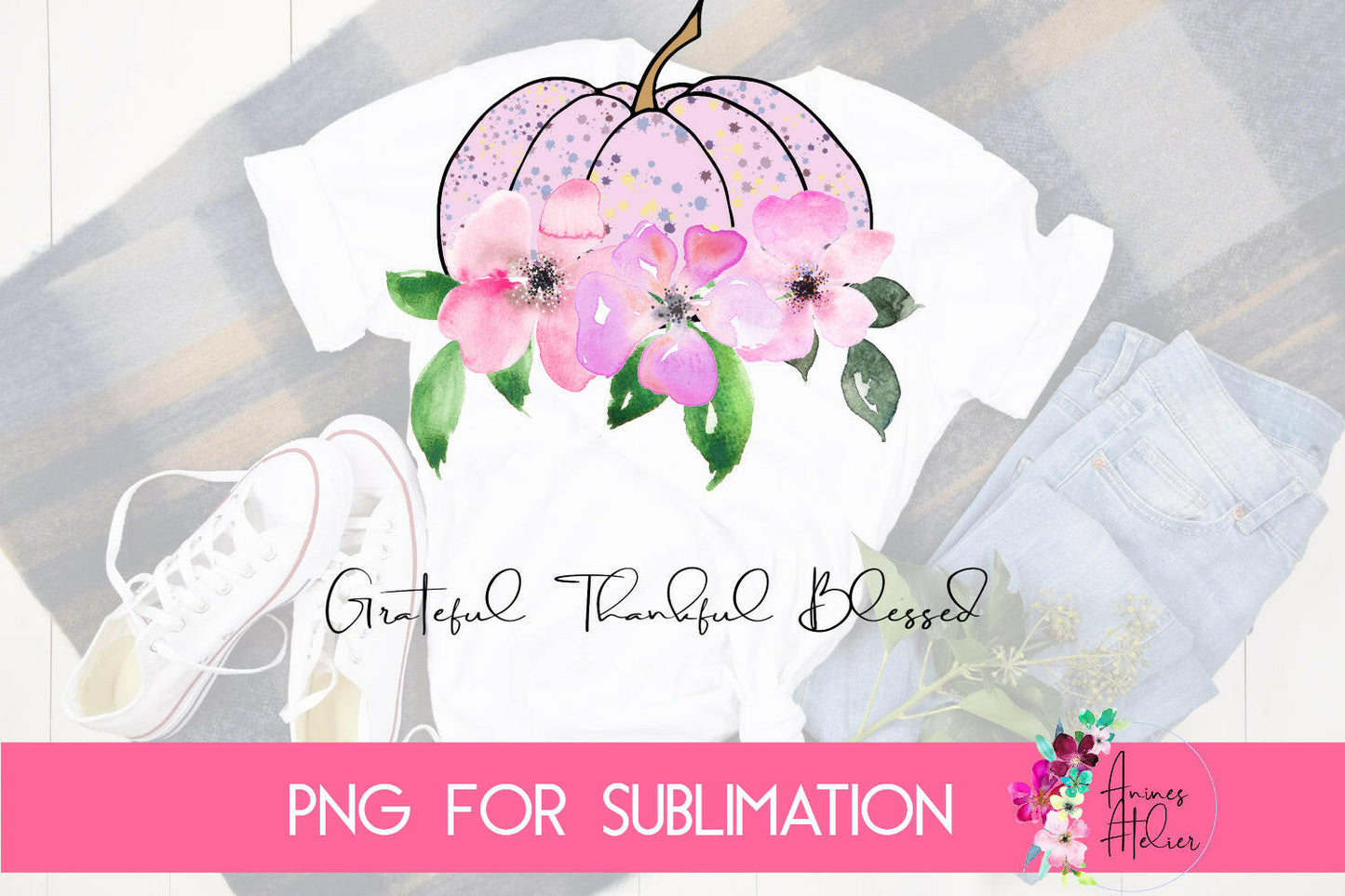 Sublimation Grateful Thankful Blessed Design