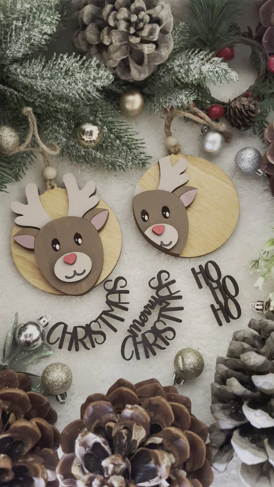 Reindeer 3D Christmas Ornaments 2 Variations