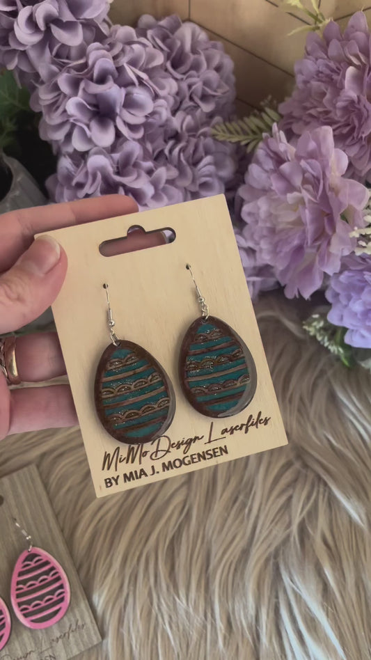 Easter Egg Earring SVG laser cut files with card, farmhouse pattern, versatile, easy to make