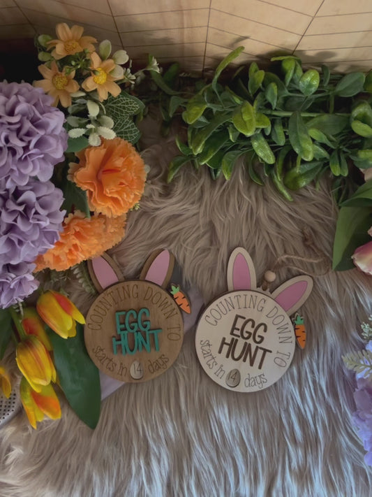 Easter Egg Hunt Countdown - Bunny Shaped tags or magnet with Carrot lever to spin around