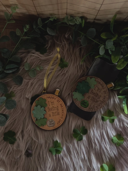 St. Patrick's Day Drunken Spinner, Magnet or Ornament Tag - Layered Glass of Beer on the lever