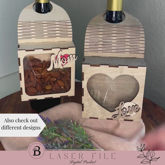 Wine Charcuterie & Gift Box with Wineglass Holder - Set of 2 Boxes - 4 Front Designs
