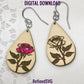 Roses Earring SVG Bundle, 8 Roses Earring Files, 8 Floral Cut Files for Laser, Flower Earring SVG Set, Floral Earring SVG, Roses Earrings