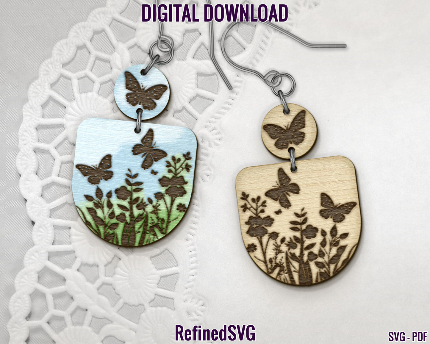 Butterfly Earring SVG Bundle, 4 Butterfly Earring Files, Butterflies Earring SVG Set, Butterfly Earring Cut Files