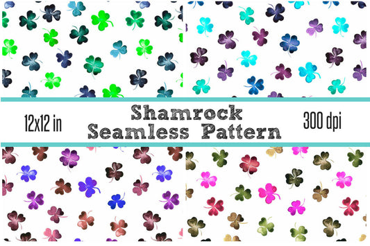 Seamless Pattern Tiles Colorful Shamrocks 12x12 Tileable