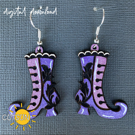 Witch shoes Earrings SVG Halloween earrings svg Witch earrings svg Glowforge svg laser cut file