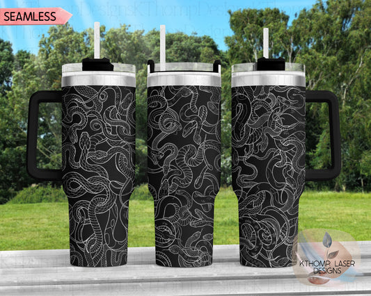 Snakes Snakes and More Snakes Laser Engraved Full Wrap Design for 40oz Tumbler, Digital Download,  Seamless Design, SVG For Laser Rotary