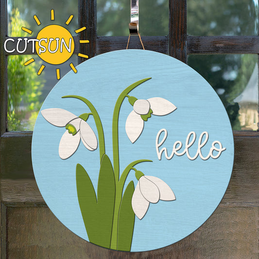 Spring door hanger SVG Snowdrops round sign SVG Floral door hanger svg Modern farmhouse decor Glowforge SVG Laser cut file