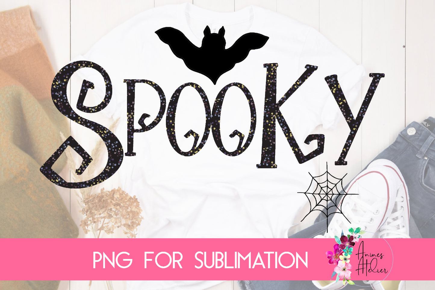 Halloween spooky sublimation design in black