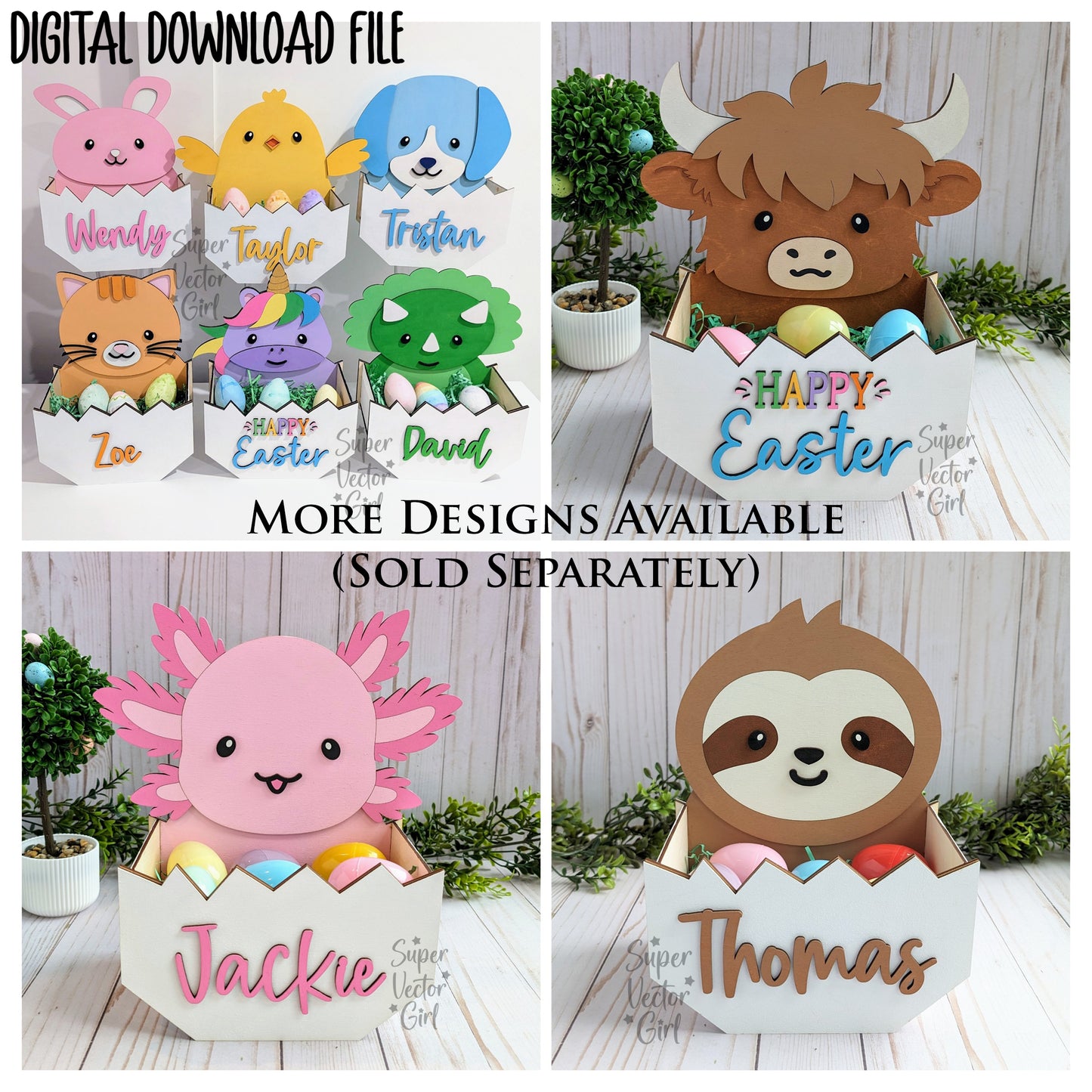 Laser Files AnimalsLaser Files AnimalsSloth Easter Basket Crate, Easter Treats Box, SVG, Laser Cut File Files, Cute sloth in egg, gift box, hatching, spring, xTool Glowforge all laser files