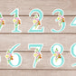 Number Stickers Teal Floral Numbers from 0 - 9 Printable