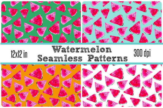 Watermelon Seamless Pattern Tiles 12x12 in Tileable