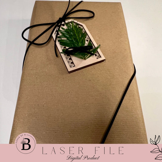 Rattan Pattern Gift Tag Laser File | Festive Tag with Room for Greenery or Decorations