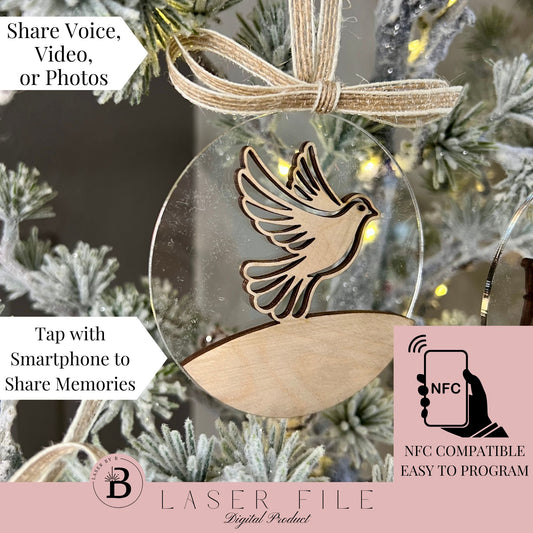 Dove Memorial Keepsake Ornament – Personalize with Voice, Video, or Photos