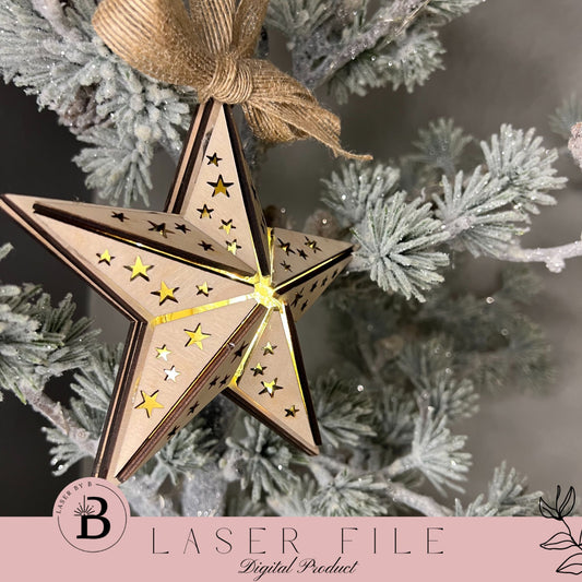 Fairy Light Star ornament – 5.7 Inch DIY Ornament, Digital Laser File with Instructions