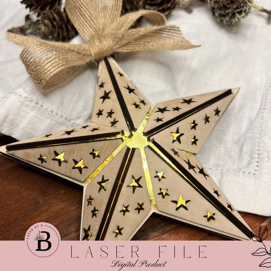 Fairy Light Star ornament – 5.7 Inch DIY Ornament, Digital Laser File with Instructions