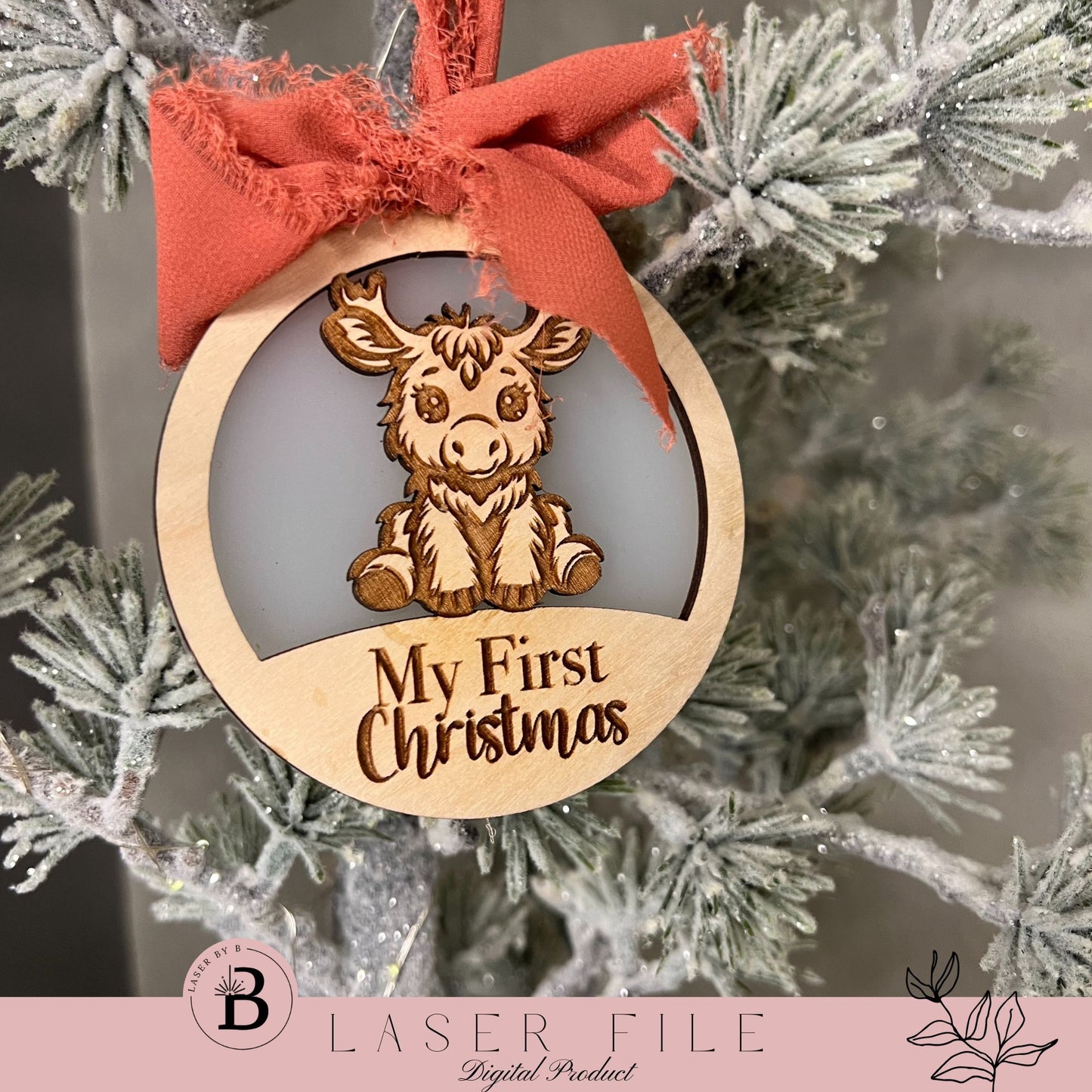 Cute First Christmas Baby Elk Laser File – NFC Memory Storage, Secret Message Keepsake