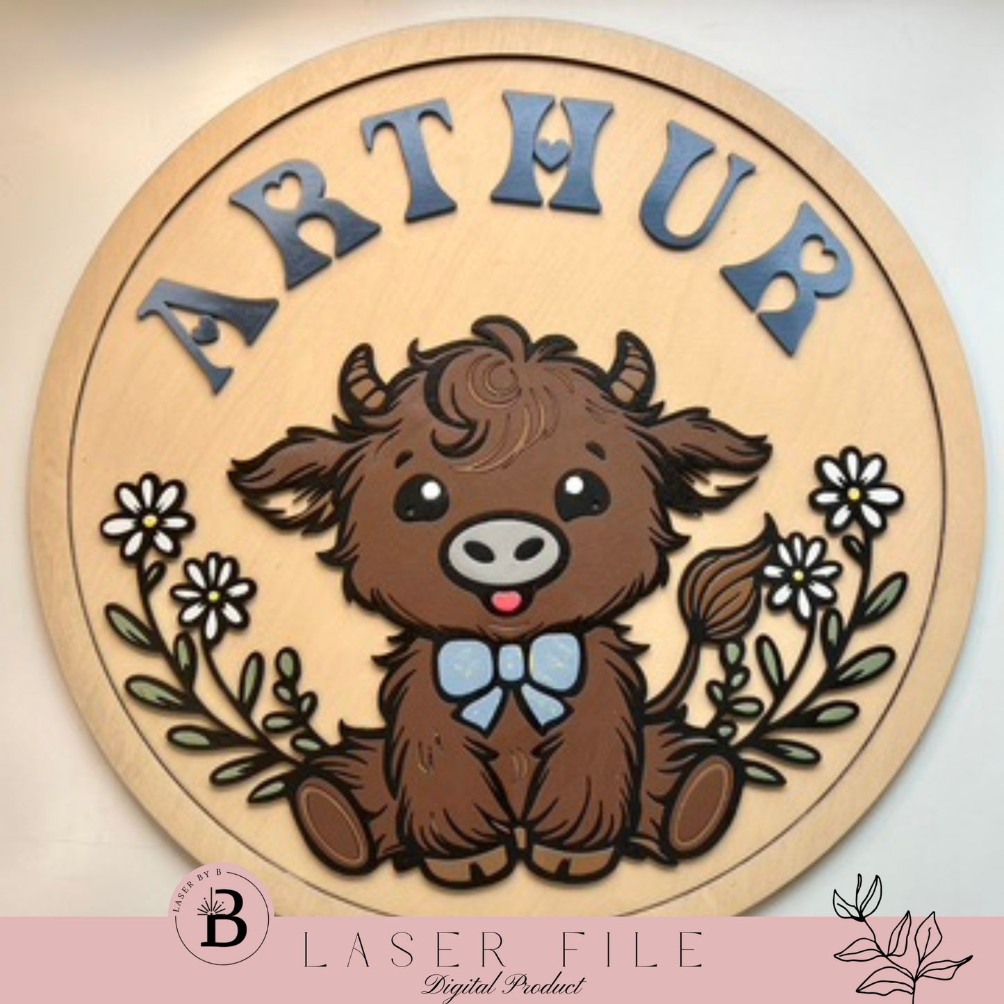 Cutest Highland Boy Nursery Sign - Laser Cut File | Suitable for Glowforge and Other Laser Cutters