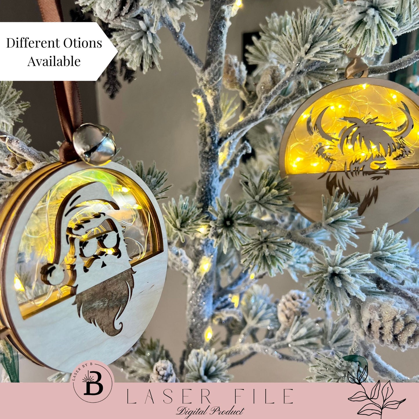 Santa Fairy Light Ornament - Laser Cut File for DIY Christmas Crafts