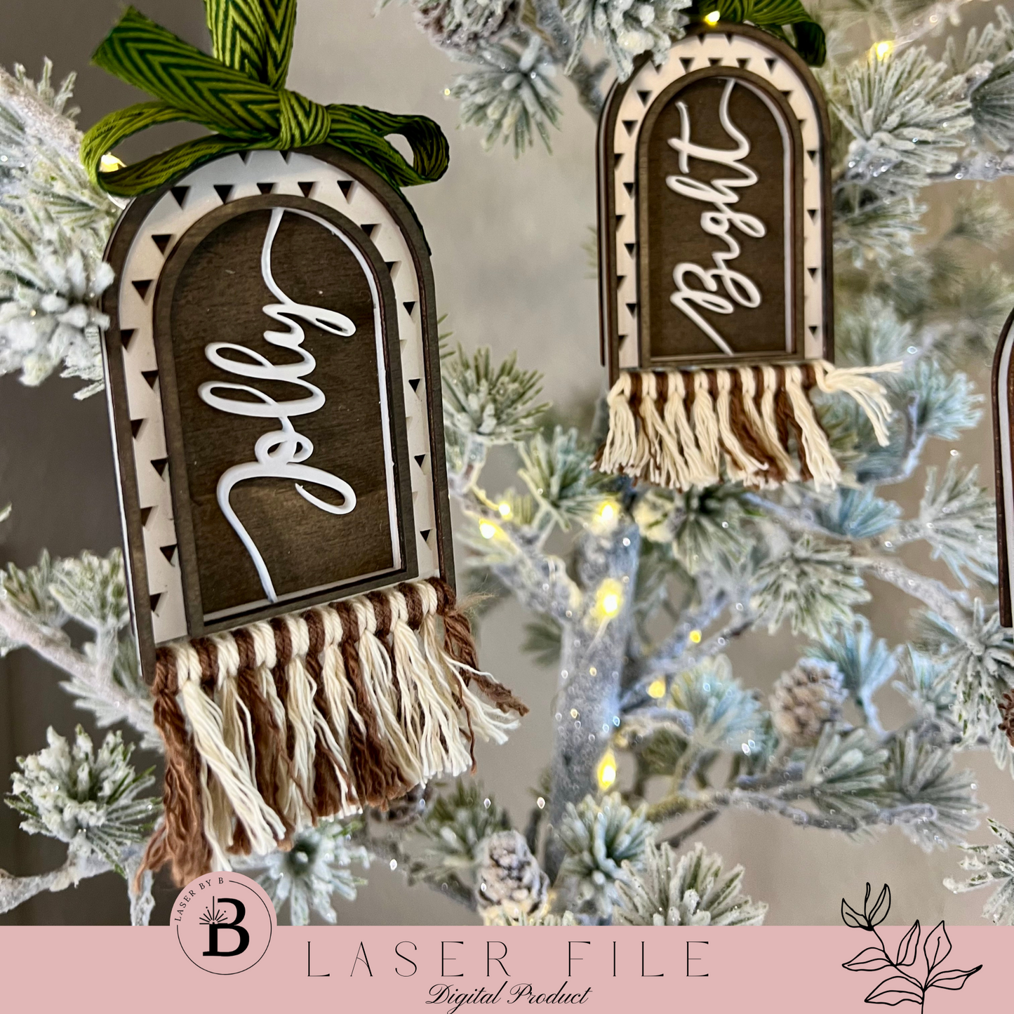 Christmas Arch Ornament Laser File | Options for Acrylic and Wood | "Merry, Bright, Joy, Jolly"