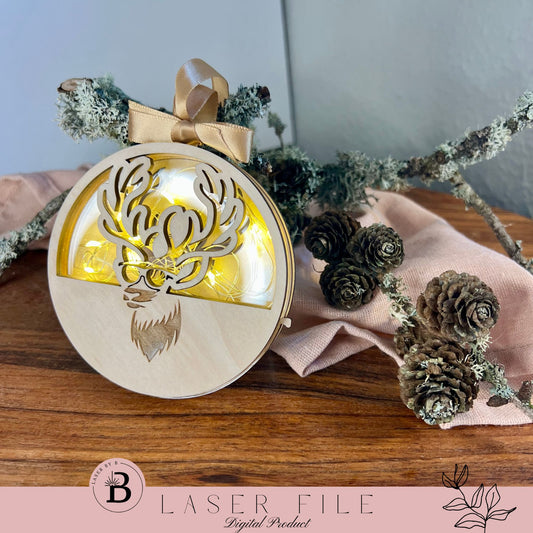 Reindeer Fairy Light Ornament - Laser Cut File for Christmas Crafts