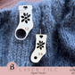 Knitting Stitch Marker Set - Sock-Shaped with Yarn & Flower Patterns | Includes Needle Marker (US & MM Sizes) | Laser Cut File