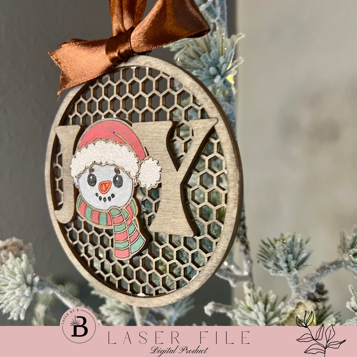 Joyful Reindeer & Snowman Ornament Bundle | Laser Cut Files for Christmas Decor