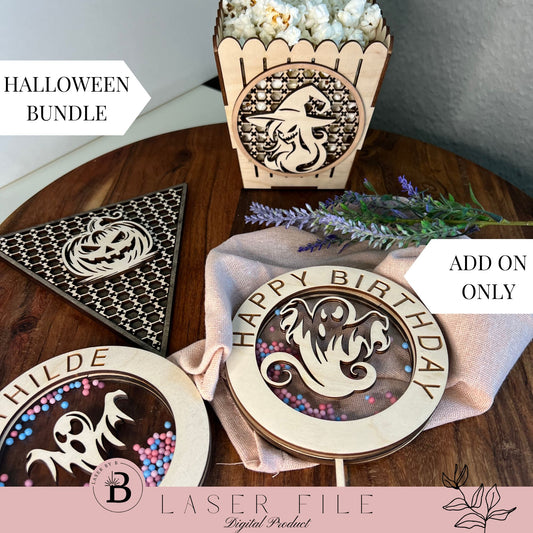 ADD ONS BUNDLE - Halloween Decor Bundle - Witch, Ghost, and Scary Pumpkin Add-Ons | Interchangeable Laser Files for DIY Projects