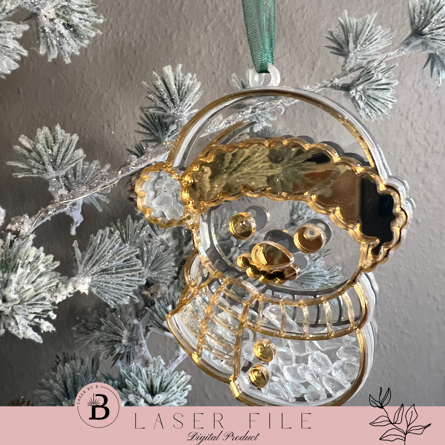 Snowman Shaker Ornament | Laser Cut File | 2 Sizes with Thin & Thick Line Options