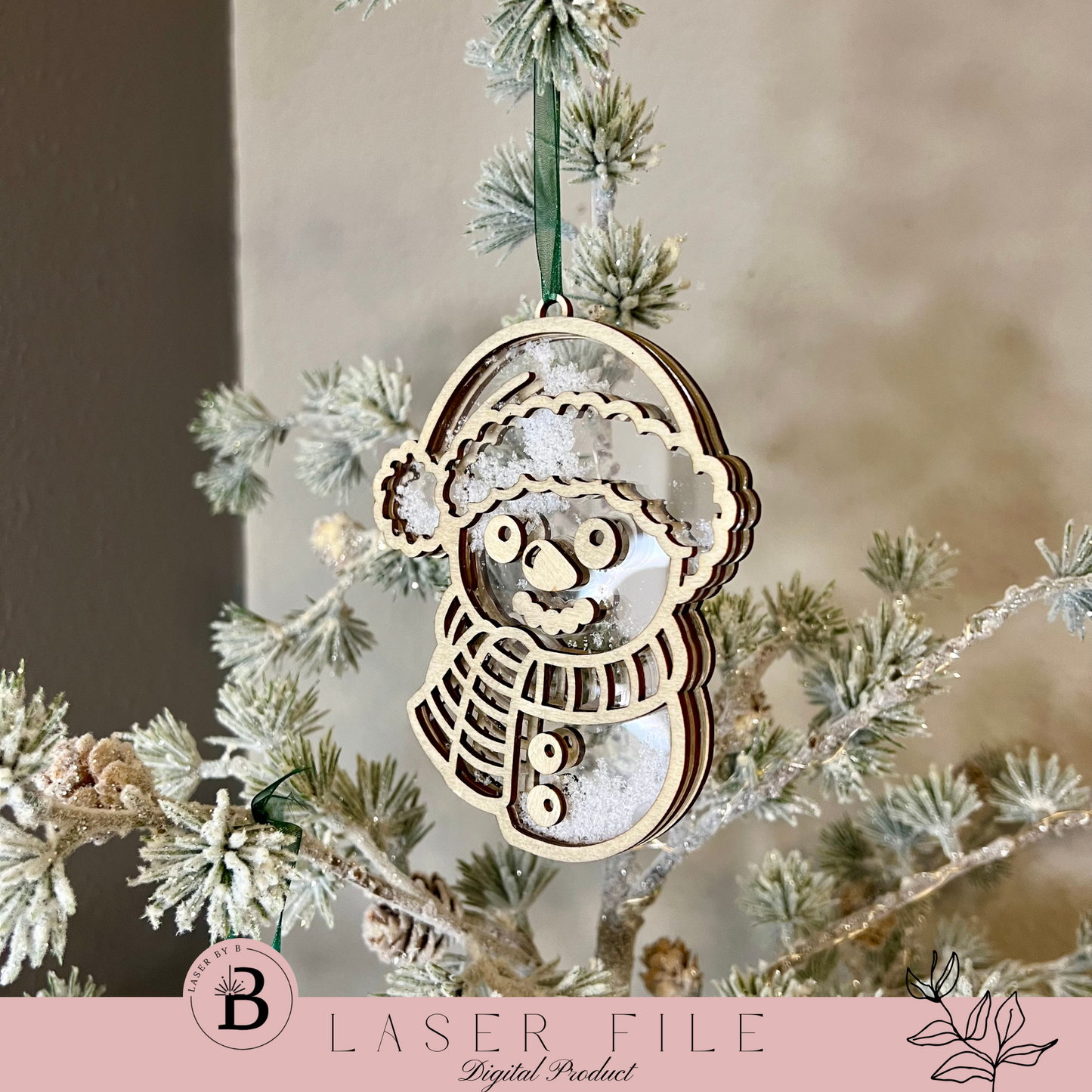 Snowman Shaker Ornament | Laser Cut File | 2 Sizes with Thin & Thick Line Options