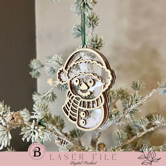 Snowman Shaker Ornament | Laser Cut File | 2 Sizes with Thin & Thick Line Options