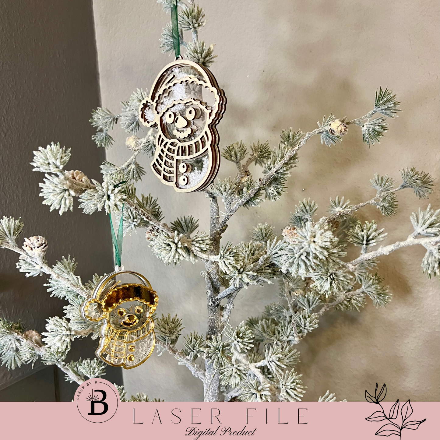 Snowman Shaker Ornament | Laser Cut File | 2 Sizes with Thin & Thick Line Options