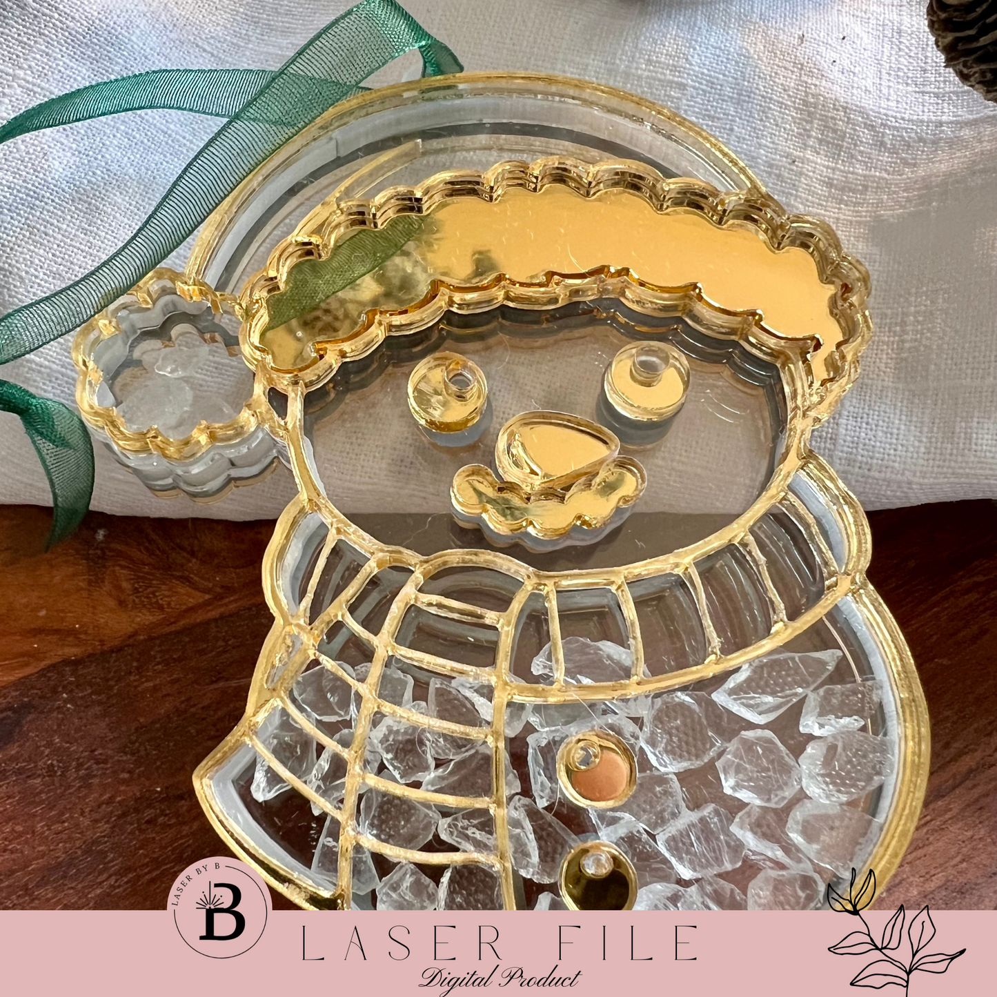 Snowman Shaker Ornament | Laser Cut File | 2 Sizes with Thin & Thick Line Options