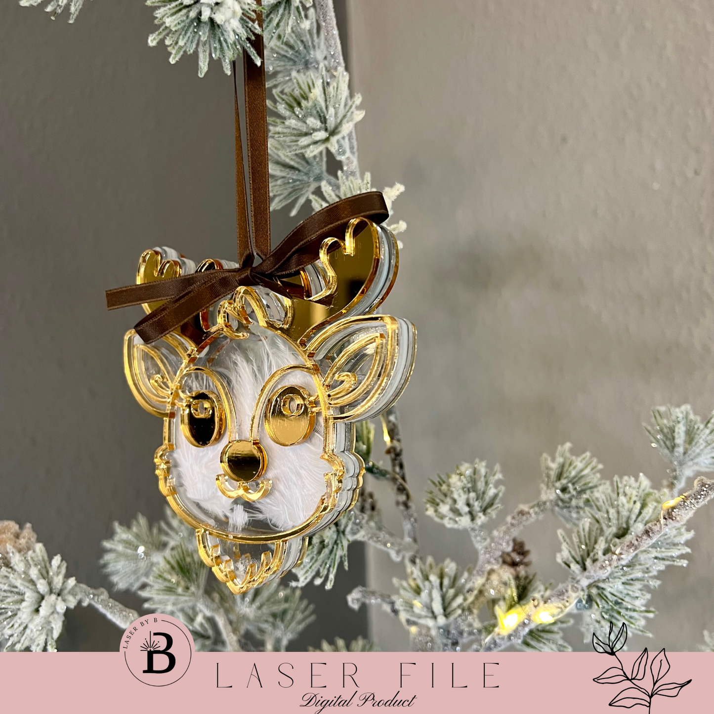 Cutest Reindeer Shaker Ornament | Laser Cut File | Acrylic or Wood | Approx. 11 cm