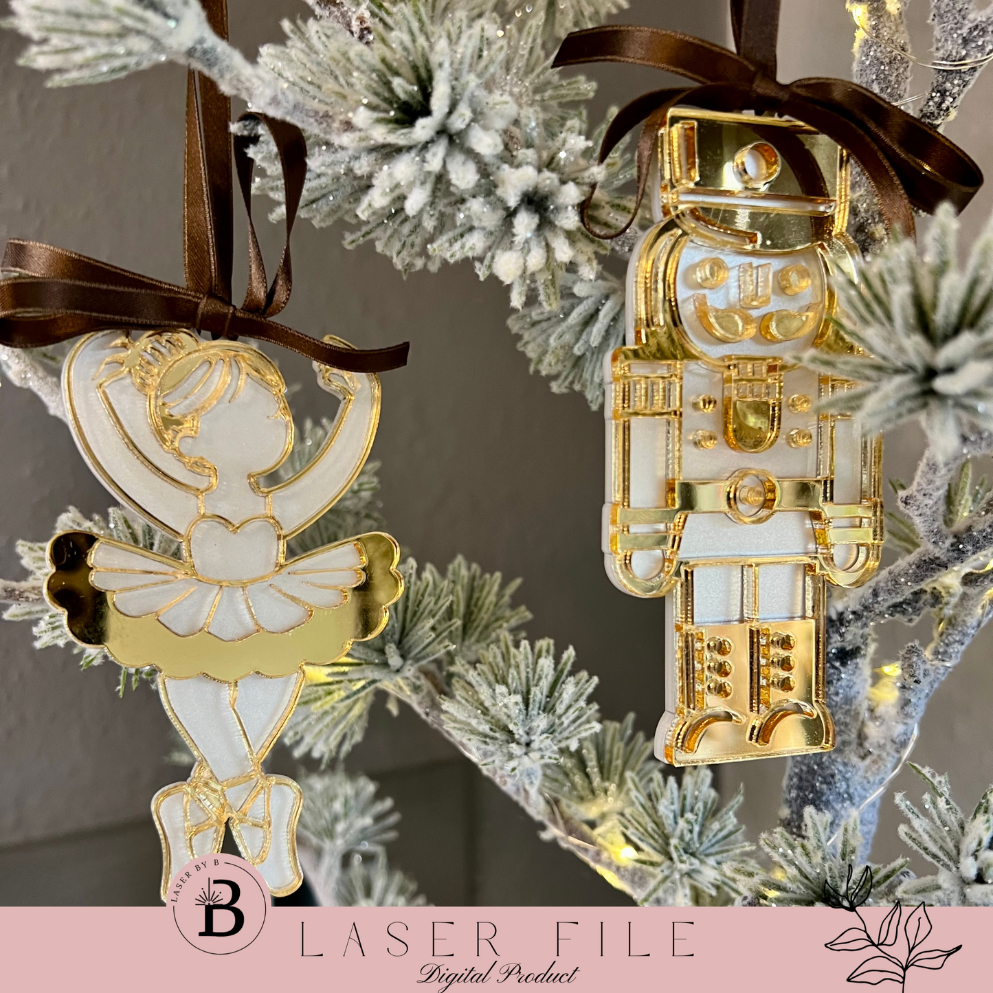 Nutcracker & Ballerina Ornament Bundle | Laser Cut Files for Wood, Acrylic, and Other Materials