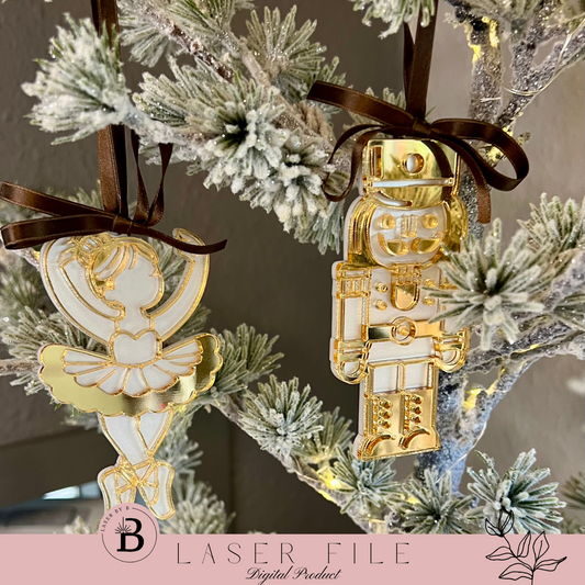 Nutcracker & Ballerina Ornament Bundle | Laser Cut Files for Wood, Acrylic, and Other Materials