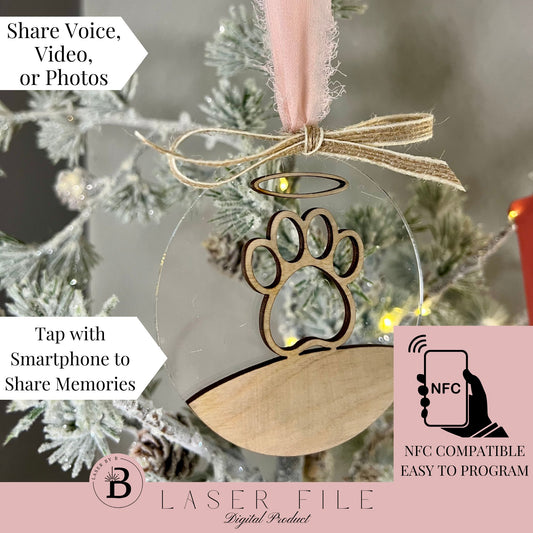 Dog Paw Memorial Keepsake Ornament – Personalize with Voice, Video, or Photos