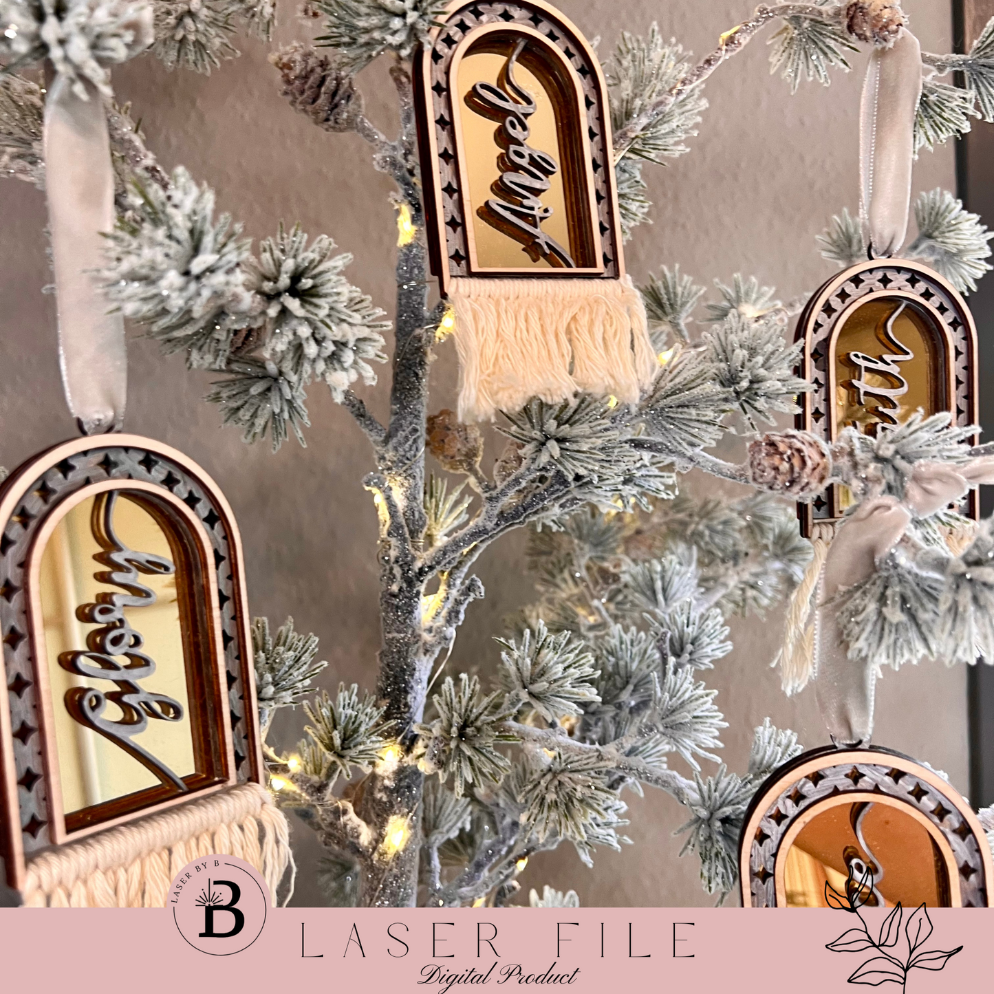 Christmas Arch Ornament Laser File | "Peace, Angel, Faith, Glory"