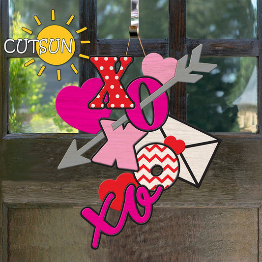 Valentine Door Hanger SVG Laser Cut Files XO Heart Svg Valentine Welcome Sign Svg Front Door Sign Glowforge File XOXOXO svg