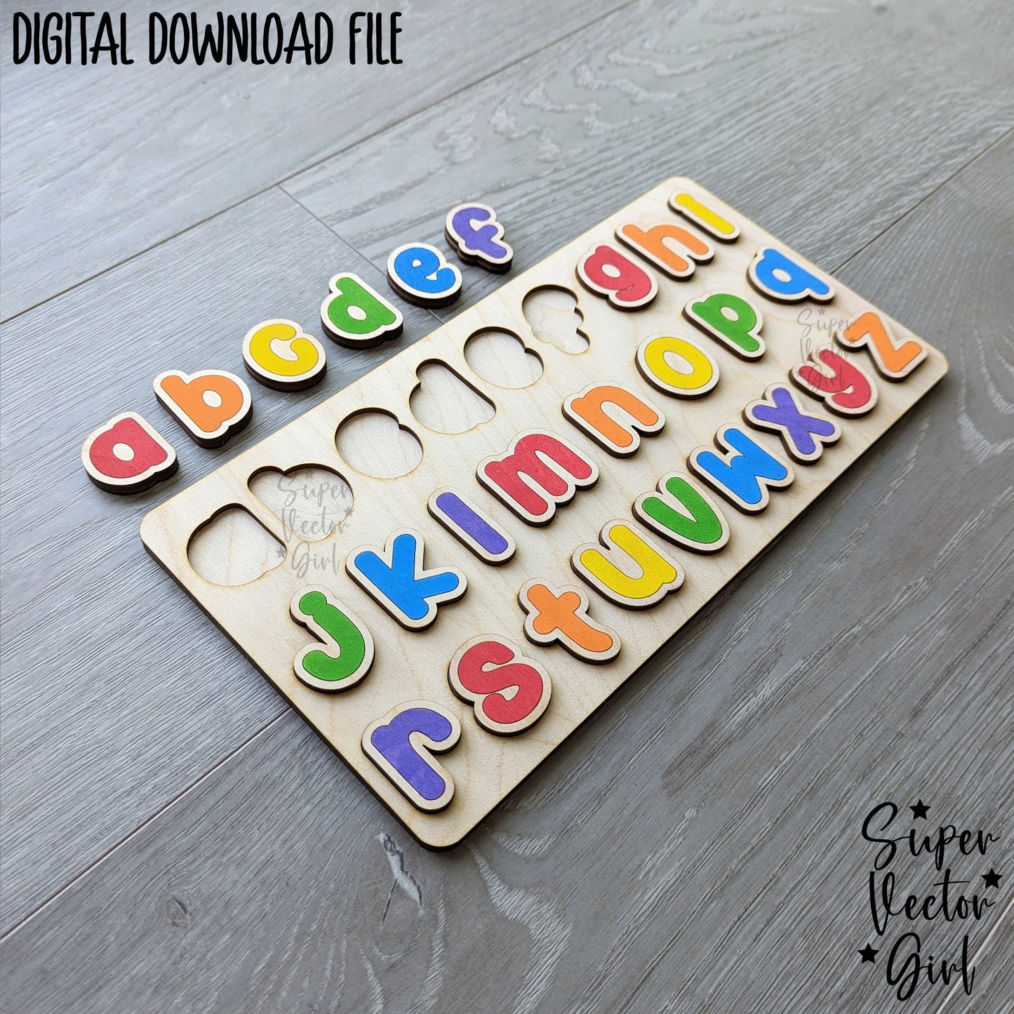 Lowercase Letters Puzzle, SVG, Digital Laser Cut File, Board Game, Kids Games, Birthday gift, educational, toddler small Letter ABCs Alphabet