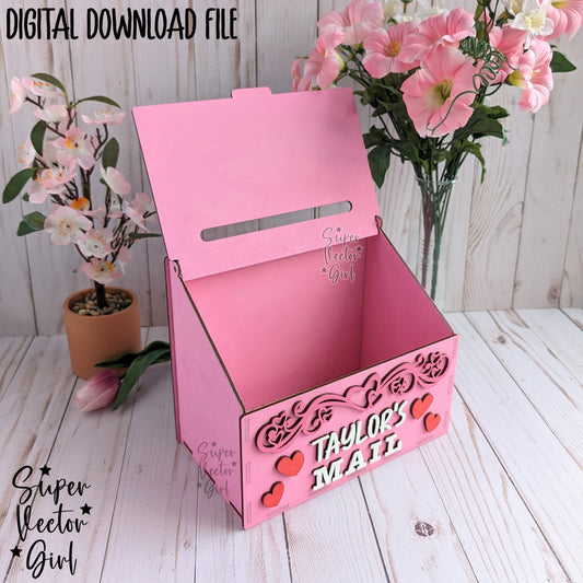 Valentines Day Mailbox for Cards Letters Mail, SVG Laser Cut File, Valentine's Kids DIY Paint Kit, Valentine Love Post Box, xTool Glowforge files