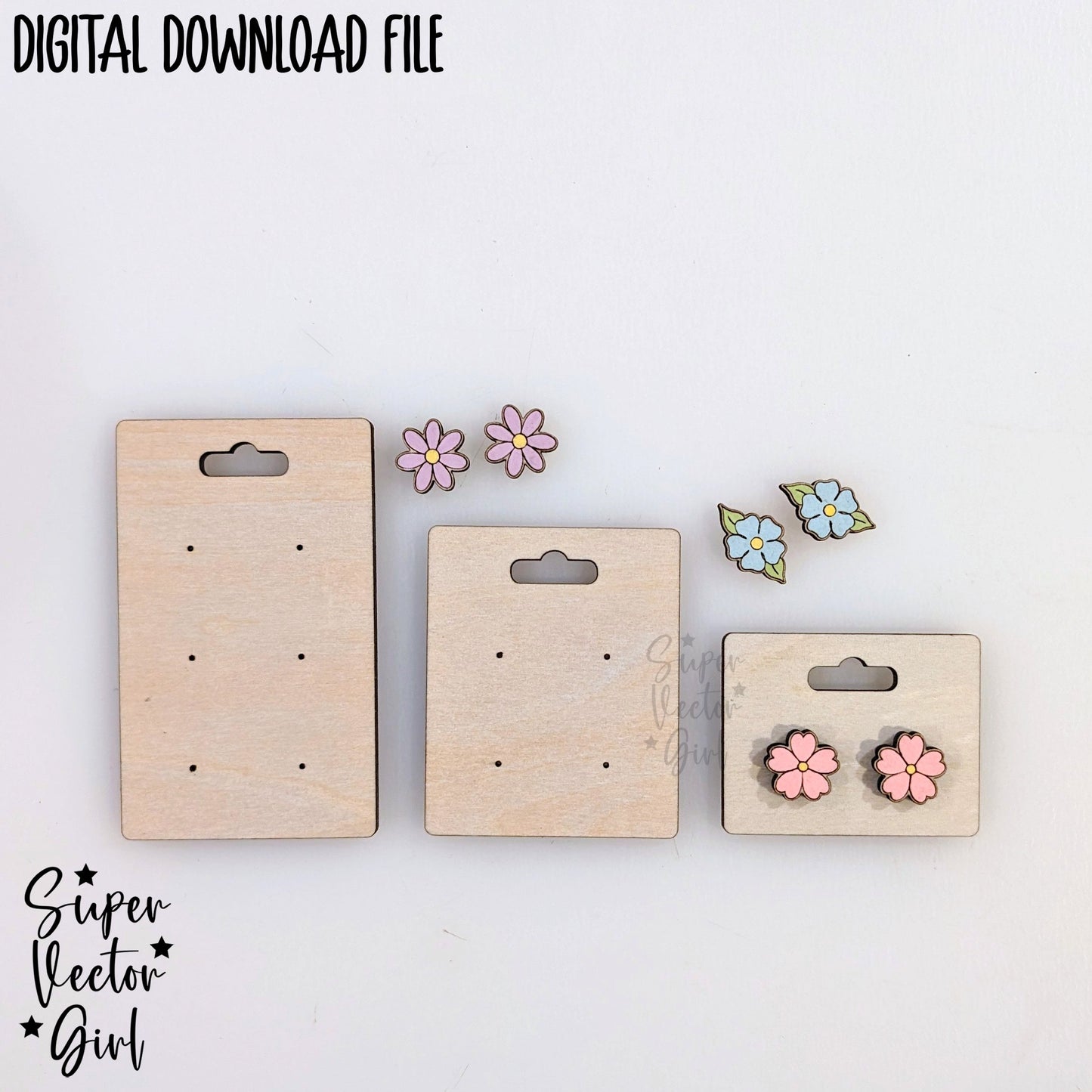 Earring Cards Display Template for Multiple Stud Earrings Set SVG Digital Laser Cut File files DIY Studs Holder Hanging Jewelry Display Card