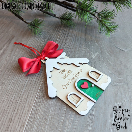 New Home Christmas Ornament, First Home, House Warming Gift, Realtor Agent Closing Gifts, Custom Personalized, SVG, Laser Cut File, 2024