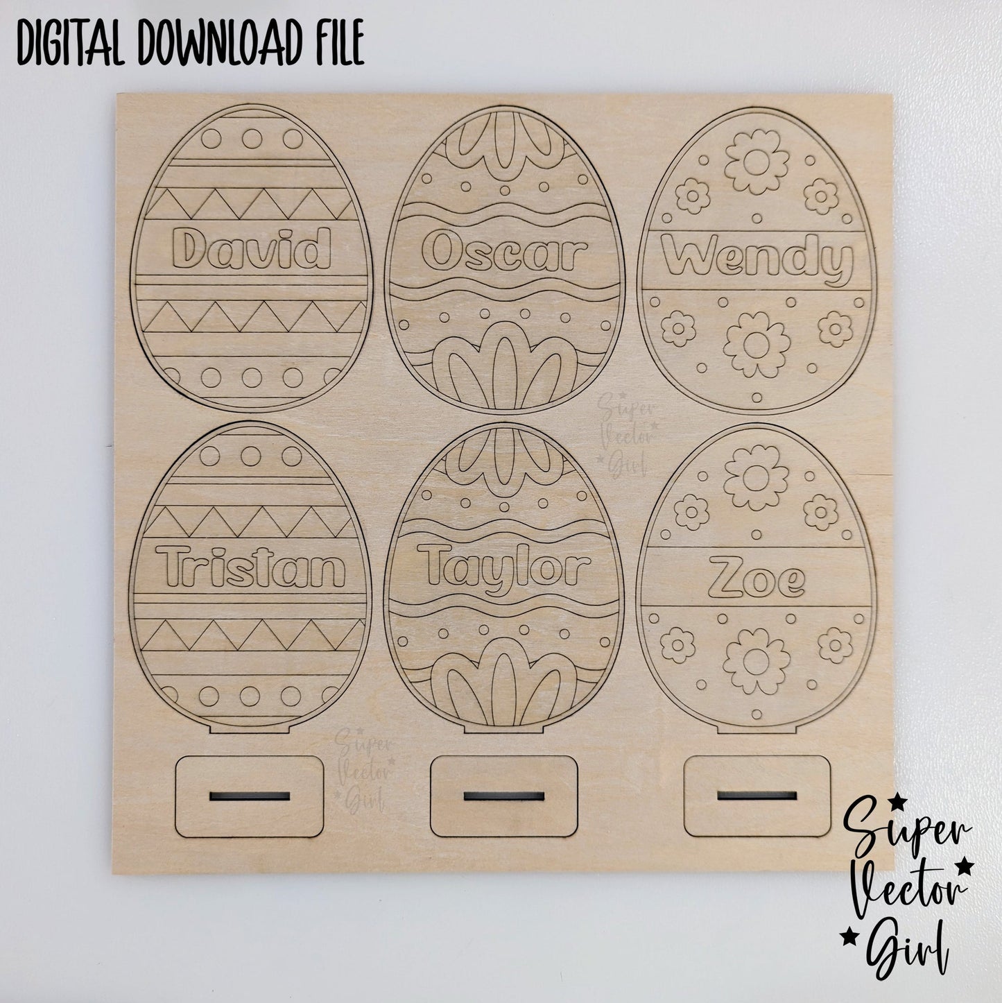 Personalized Easter Egg DIY Paint Kit Set with Stand, Score & Cut, Digital Laser Cut SVG File, xTool Glowforge files, Cute eggs, custom add name